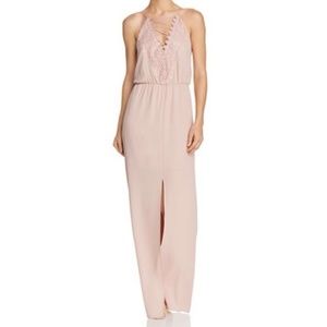 WAYF Posie Embroidered Lace Up Maxi Dress